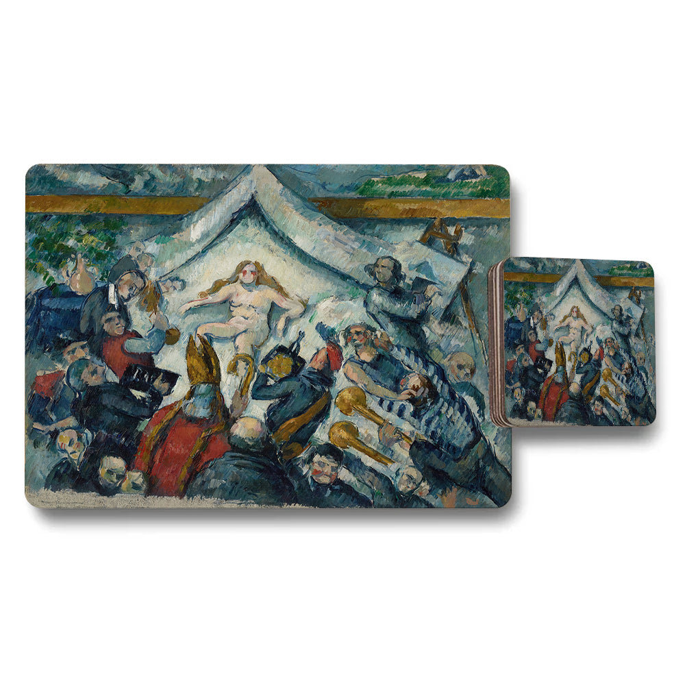 Impressionist Art Placemat And Coaster Set With Nude Figure Scene