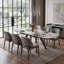 Table de salle à manger en pierre frittée rétractable extensible 55 po à 79 po avec 8 bases résistantes aux égratignures et à la chaleur blanc Chanel