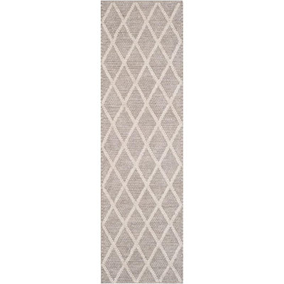 Russo Gray Hand-Woven Geometric Flatweave Rug