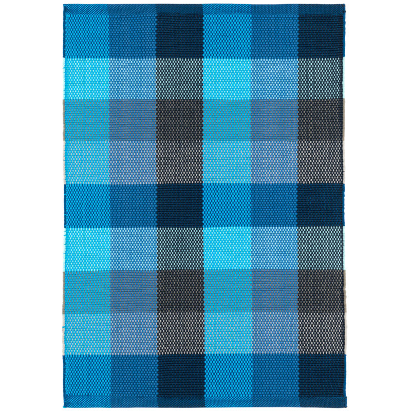 Tapis intérieur / extérieur bleu Happy Plaid, Rectangulaire 8 pi x 10 pi