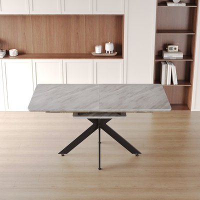 62.4" Extendable 78.15"Very Large Dining Table Modern Mid-Century Kitchen Table Set For Dining Room, Party Table,Conference Table,Metal X Shape Legs.