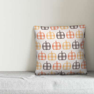  Plaid Pumpkin Pattern Throw Pillow