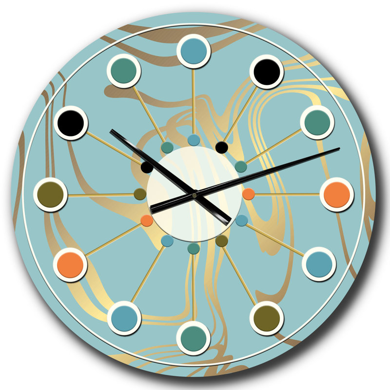 Horloge murale Golden Marble Design I - Mid-Century, Grand