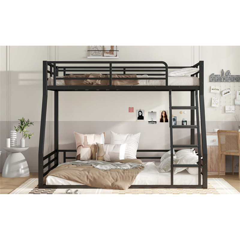 Metal  Floor Bunk Bed, Heavy-Duty Design With Noise-Reducing Features For Kids, Teens, And Adults, Full