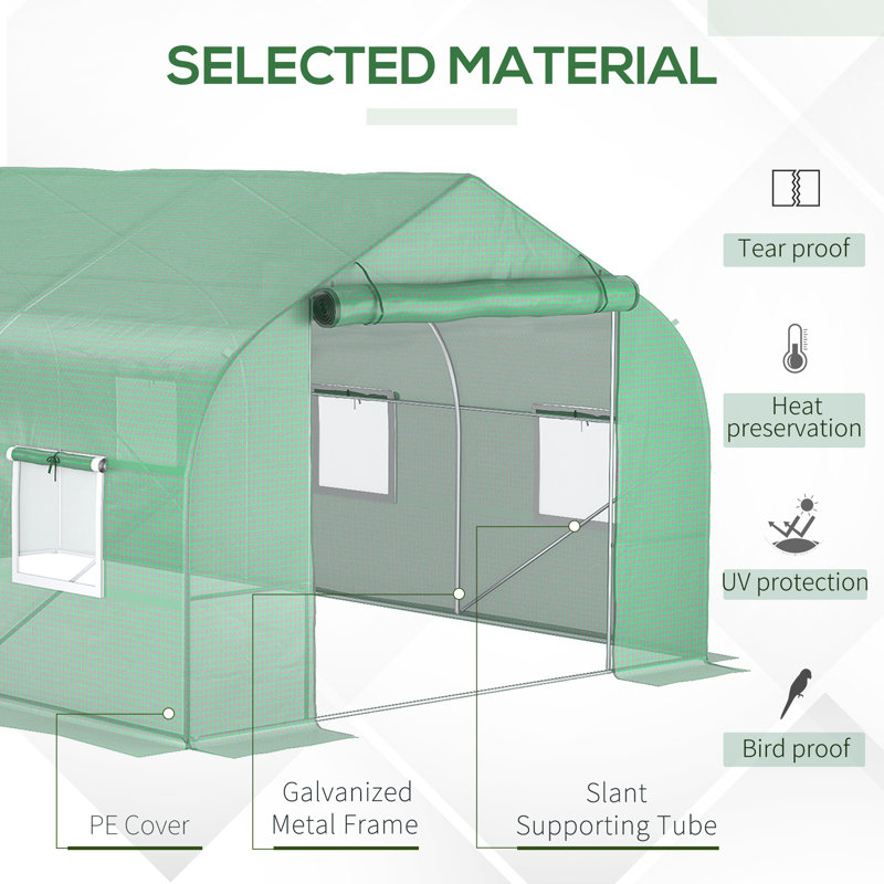 Outsunny Walk-In Greenhouse, Green, 2.7" H x 4.5" W x 3.9" D