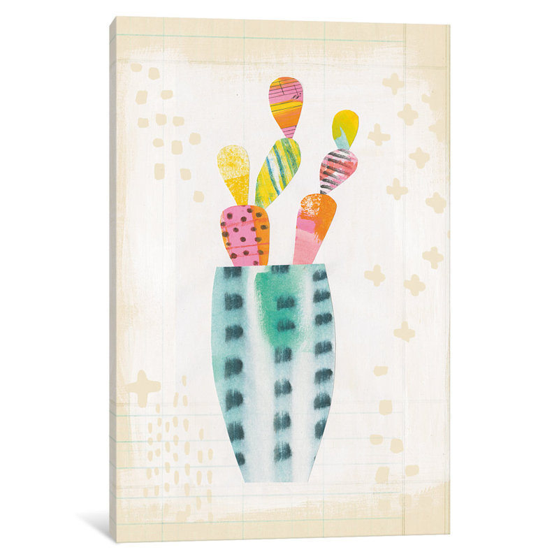 Cactus de collage i. a, impression sur toile, H 12 po x l 8 po x P 0,75 po