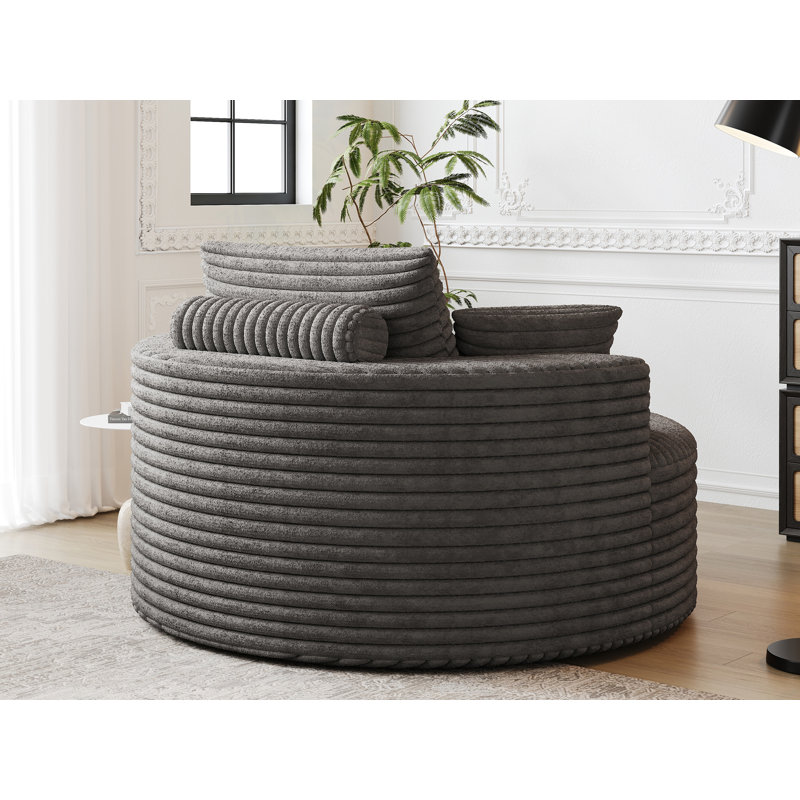Fauteuil demi-tonneau Corduroy, Gris