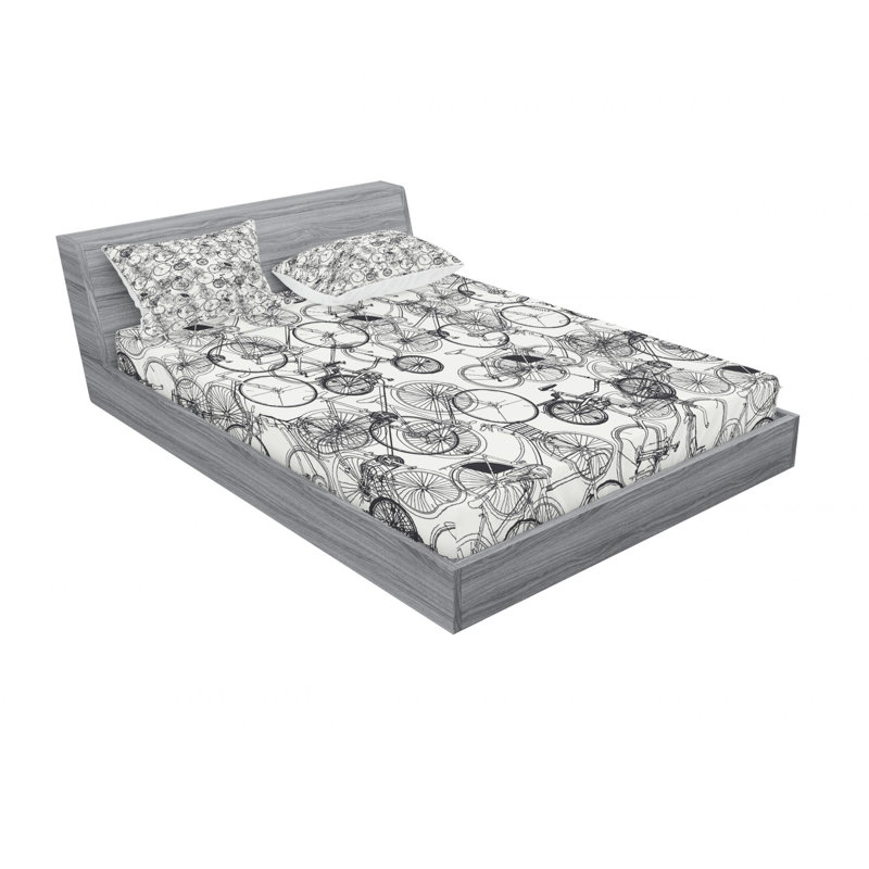 Microfiber Abstract Sheet Set, Full/Double Sheet Set with Fitted Sheet