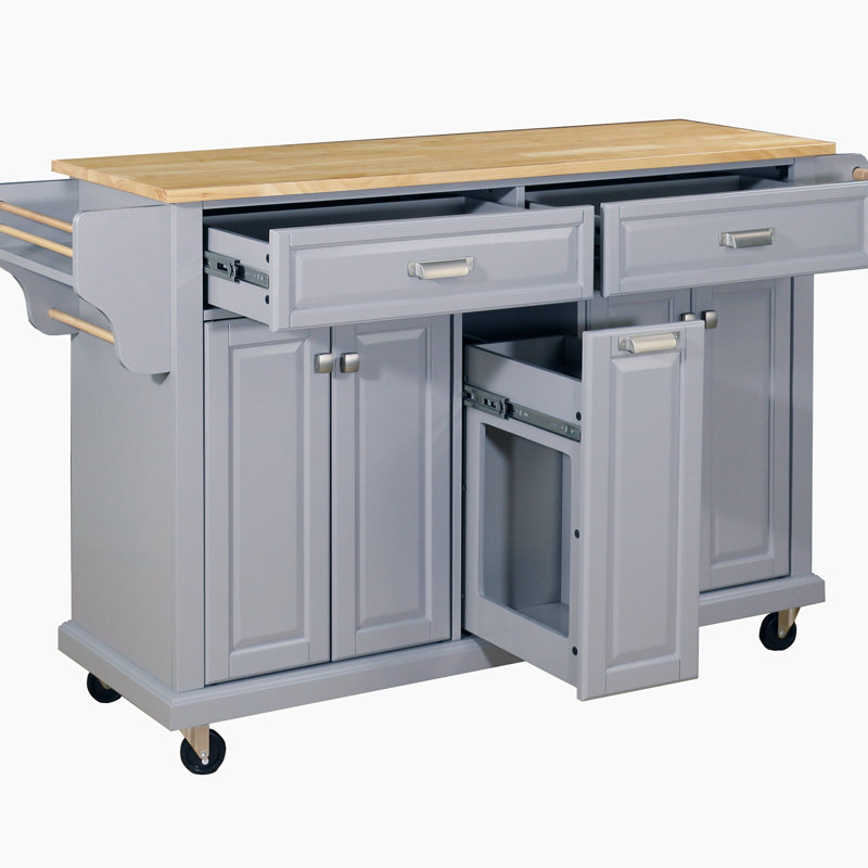 Jonah Solid Wood Top Kitchen Island, Gray