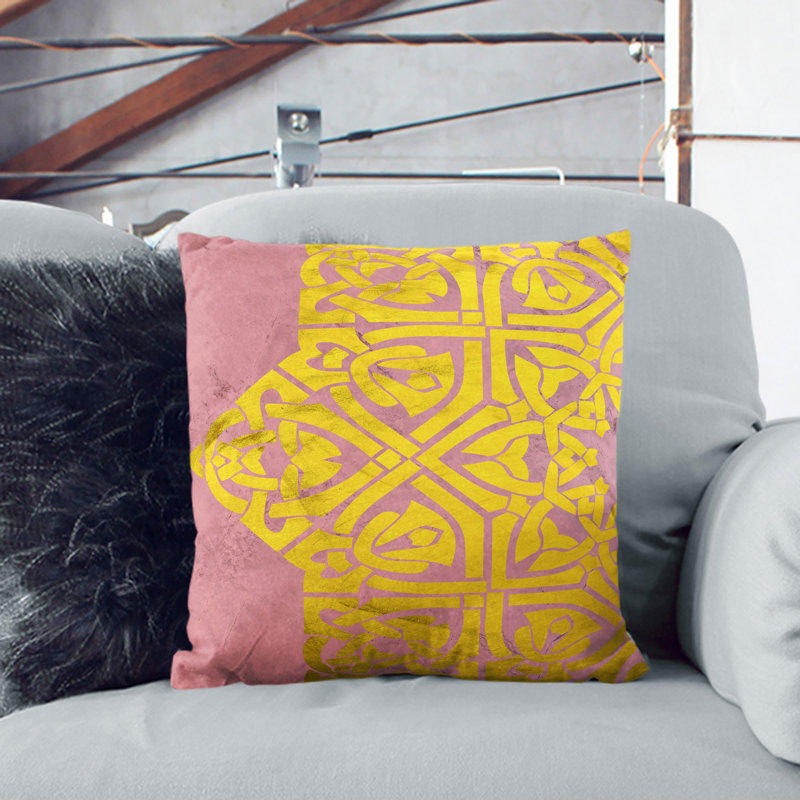 Peach Gold Mandala No.1 Scatter Cushion, Stone, 40cm H x 40cm W x 15cm D