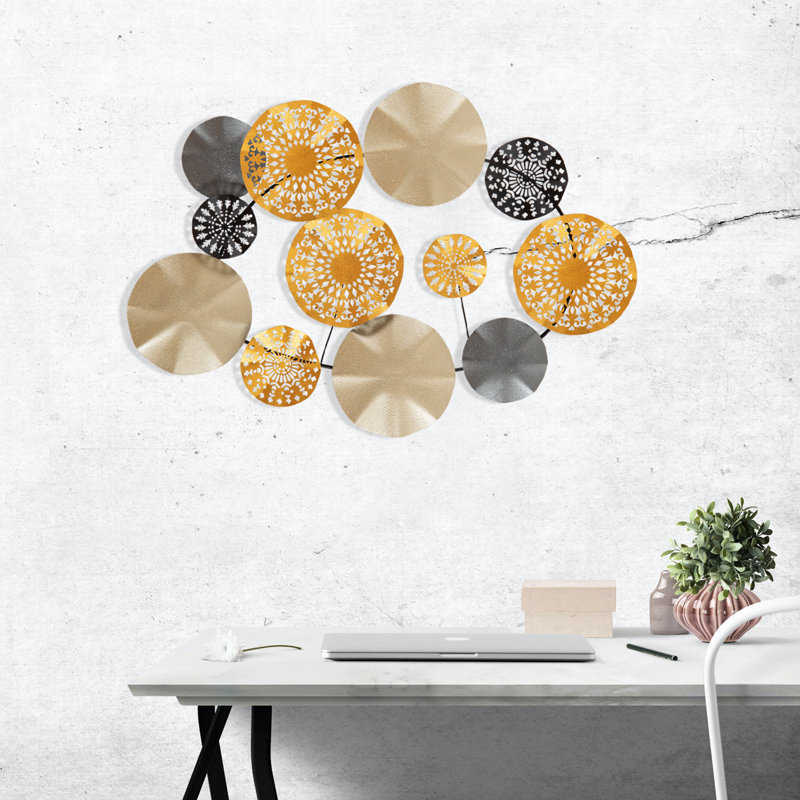 Accessoire mural décoratif en métal peint à la main, 33,1 x 3,9 x 24,8 pouces | 100% métal, épaisseur: 0,03 pouce | Variations de couleurs uniques, parfaites pour la décoration intérieure, le salon et le bureau, durables et élégantes