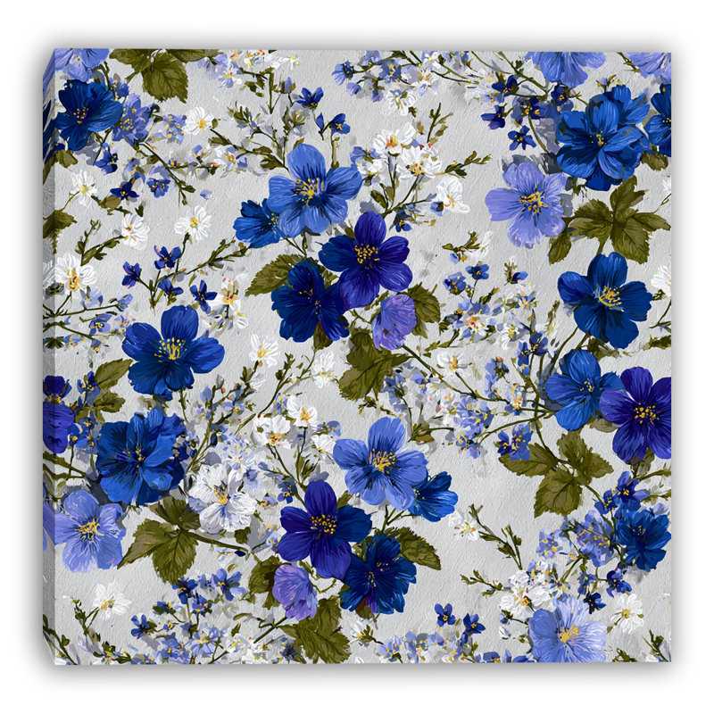 Art mural indigo sur toile tendue, l 40 po x H 40 po x P 1,5 po