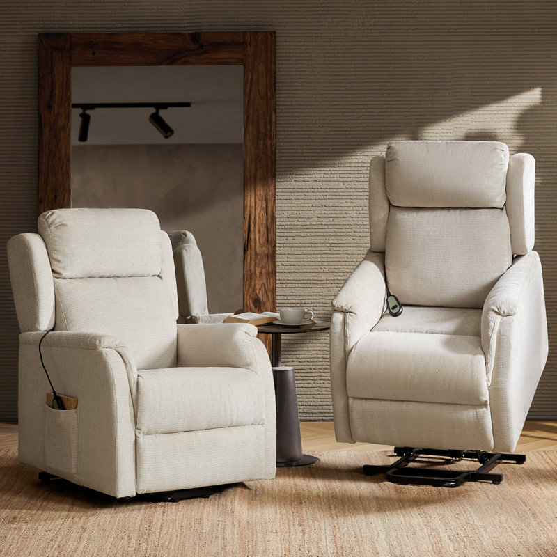 Aleeta 28.3"W Lift Assist Power Recliner With Side Pocket(Set Of 2), Brown