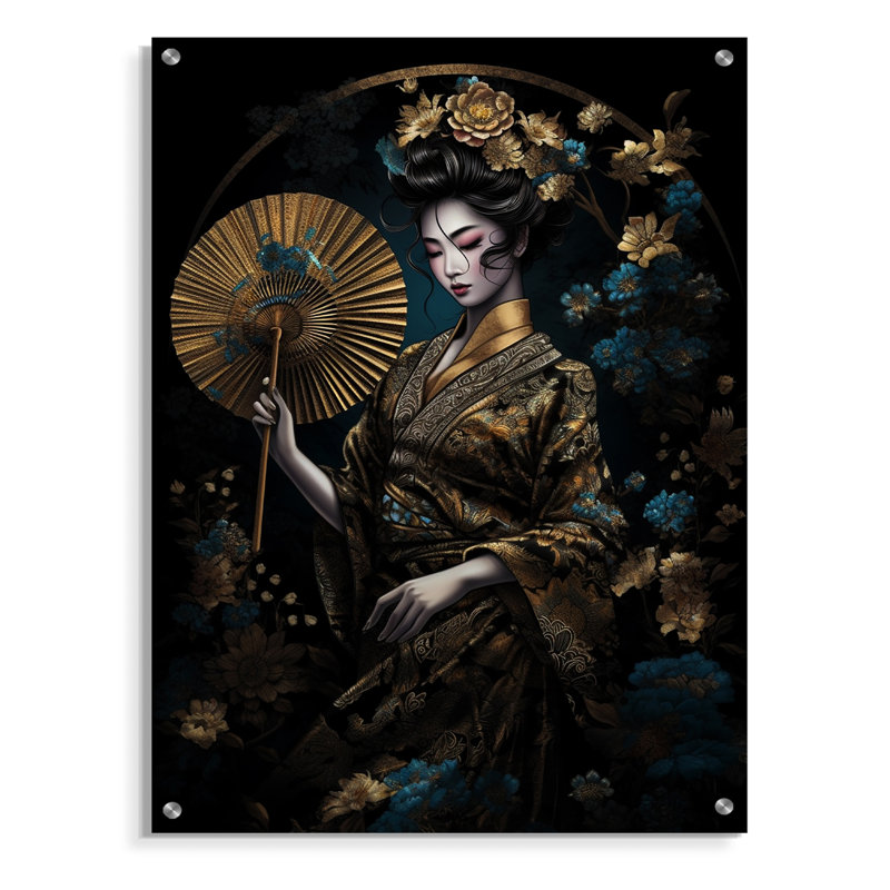 Décoration murale en acrylique femme élégante japonaise IV - Japonaise, H 32 po x l 24 po