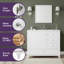 Meuble-lavabo moderne de 91 cm (36 po) avec lavabo en céramique, armoire en MDF, 3 tiroirs et étagères-1202448242