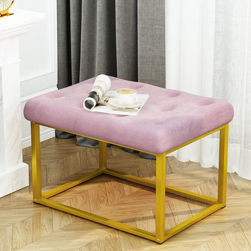 Repose-pieds de salon Mercer41, Velours rose