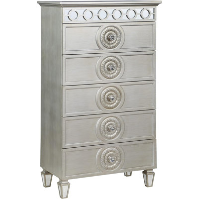 Jassel 5-Drawer Chest in Silver and Mirrored by Rosdorf Park