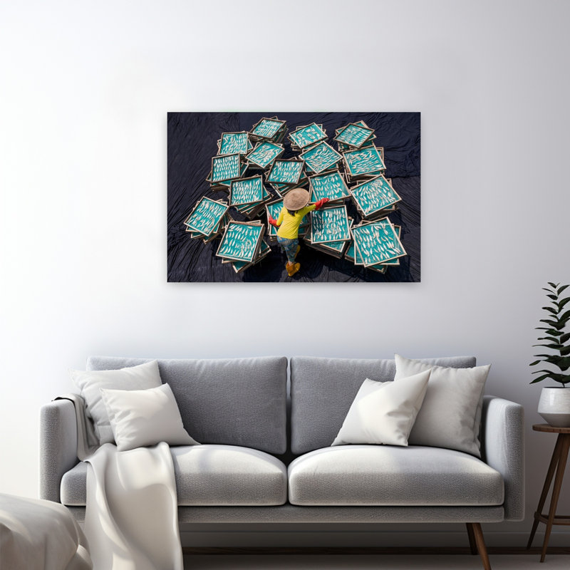 Art traditionnel de fruits de mer, 32" H x 48" W