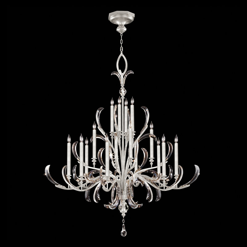 Lustre rond biseauté 58 po, Argent