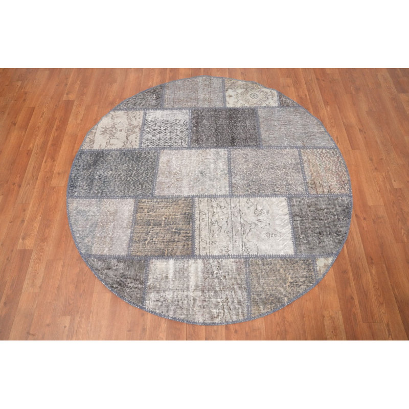 Élégant tapis rond patchwork 5 x 5 pour une ambiance moderne et confortable