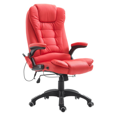 Fauteuil de direction massant et chauffant, chaise d'ordinateur, rouge