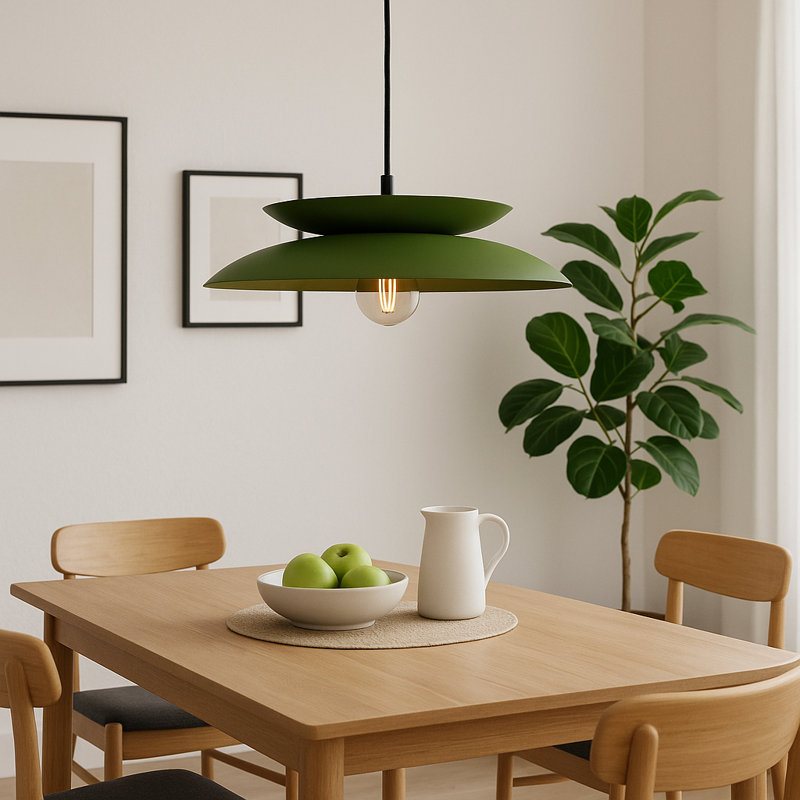 1 - Light Matte Black Dome Pendant, Khaki