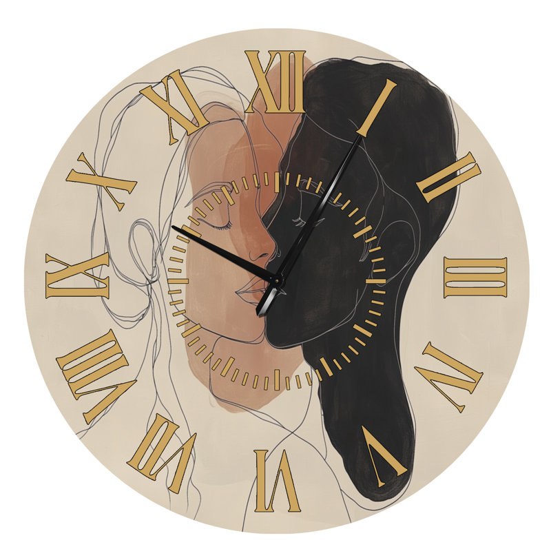 Horloge murale abstraite Embrace in a Single Line, Surdimensionné