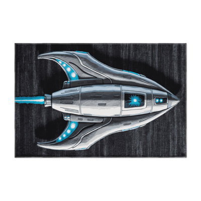 Transportation Gray Indoor and Outdoor Area Rug
