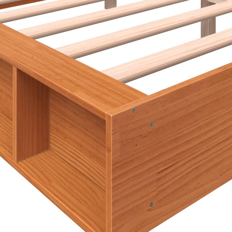 Friona Wood Platform Bed, Wax Brown, European Kingsize (160 x 200cm)