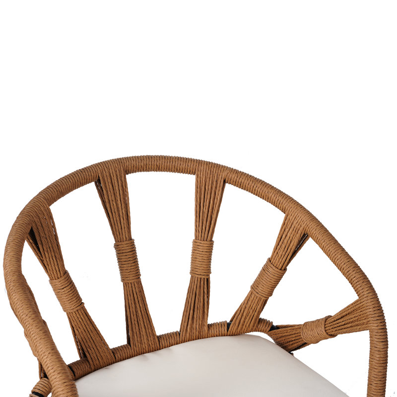 Contemporary Outdoor Set With PE Rattan Chairs And Plastic Wood Table,Suitable For Gardens And Lawns, Natural