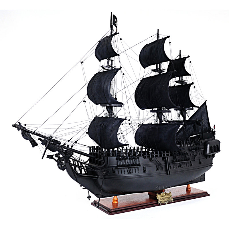 Présentoir de bateau pirate noir avec plateau de table