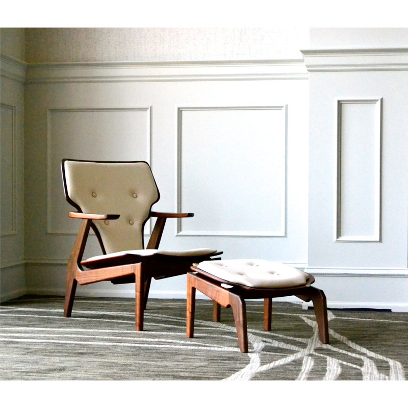 Upholstered Accent Chair with Ottoman