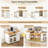 Modern Farmhouse 74" Extendable Rolling Kitchen Island with Built-in Power Outlet, Rolling Dining Table with Arched Glass Cabinets-52844699