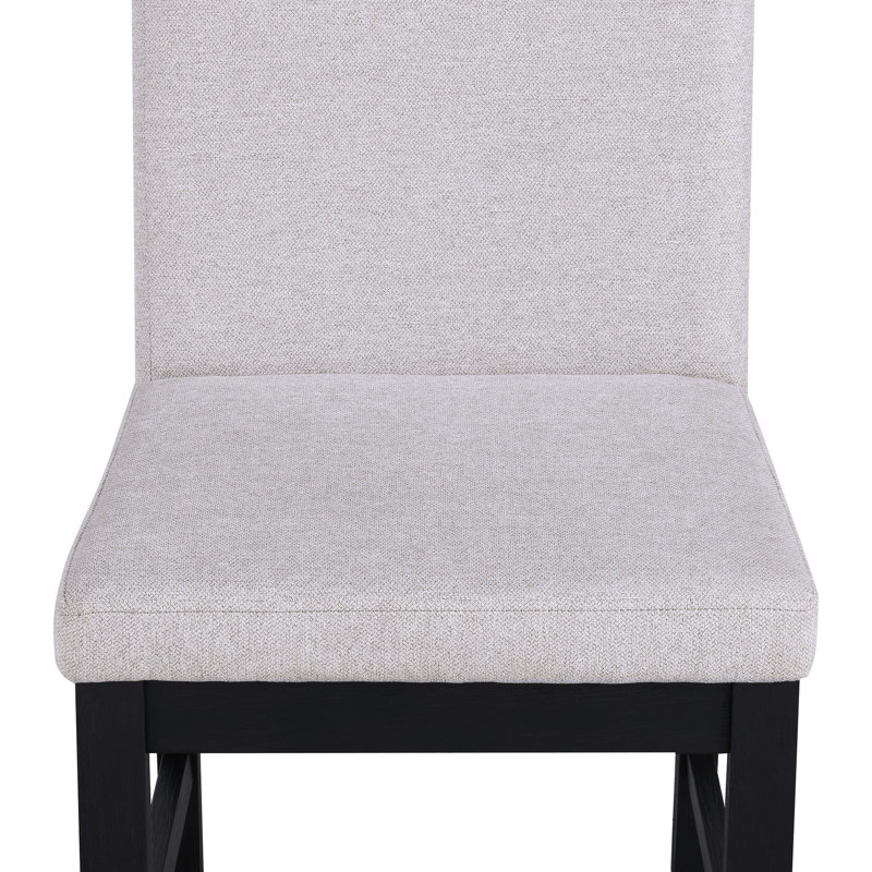 2 chaises d'appoint en bois à finition noire 2 pièces avec rembourrage en tissu gris - Style transitionnel contemporain pour le mobilier de salle à manger rembourré