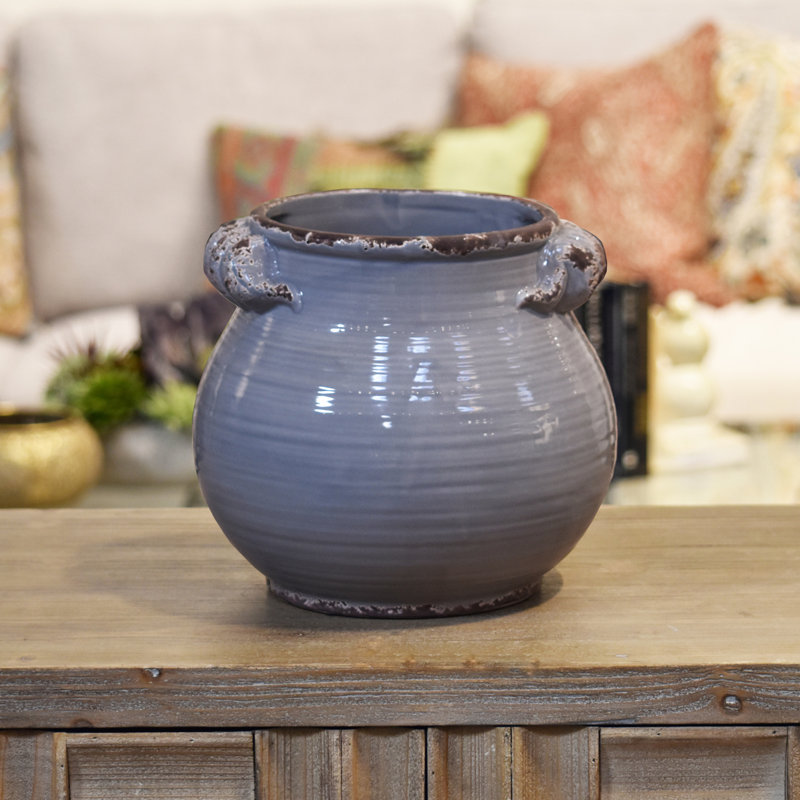 Pot à fleur en céramique Linkwood, Gris, H 10 po x l 10 po x P 10 po