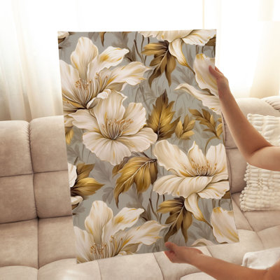 «Floral Golden Flowers I», reproduction d'art moderne sans cadre
