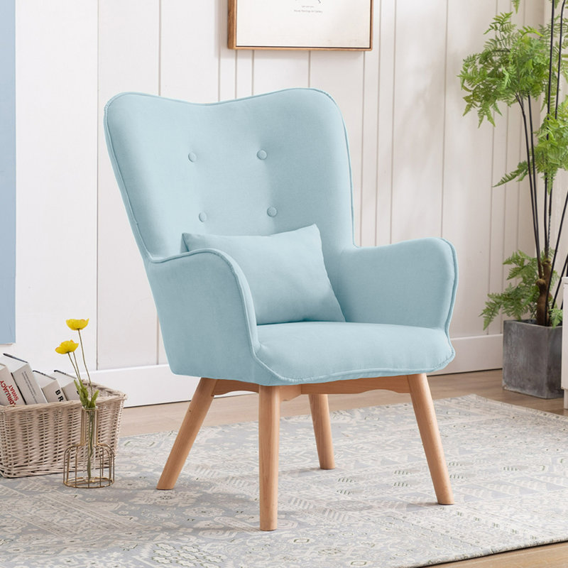Clarksdale Upholstered Wingback Chair, Aqua