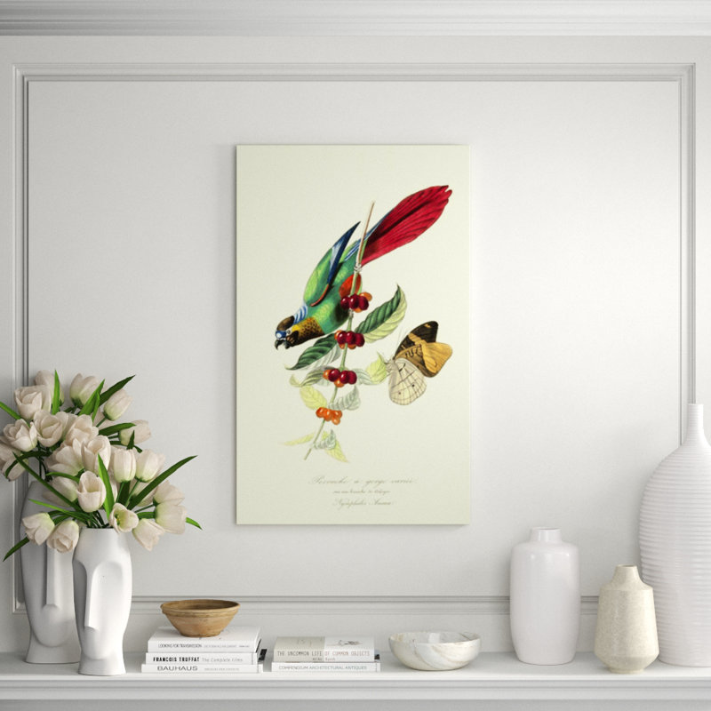Parakeeto On Coffee Bush Print by Porter Design, 29" H x 18" W, Outdoor