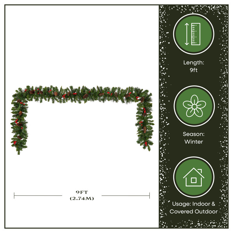9ft. Evergreen Manor Spruce Christmas Garland with Clear Lights
