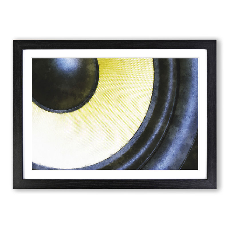 Yellow Speaker - Picture Frame Graphic Art, 48cm H x 65cm W x 2cm D, Black Framed