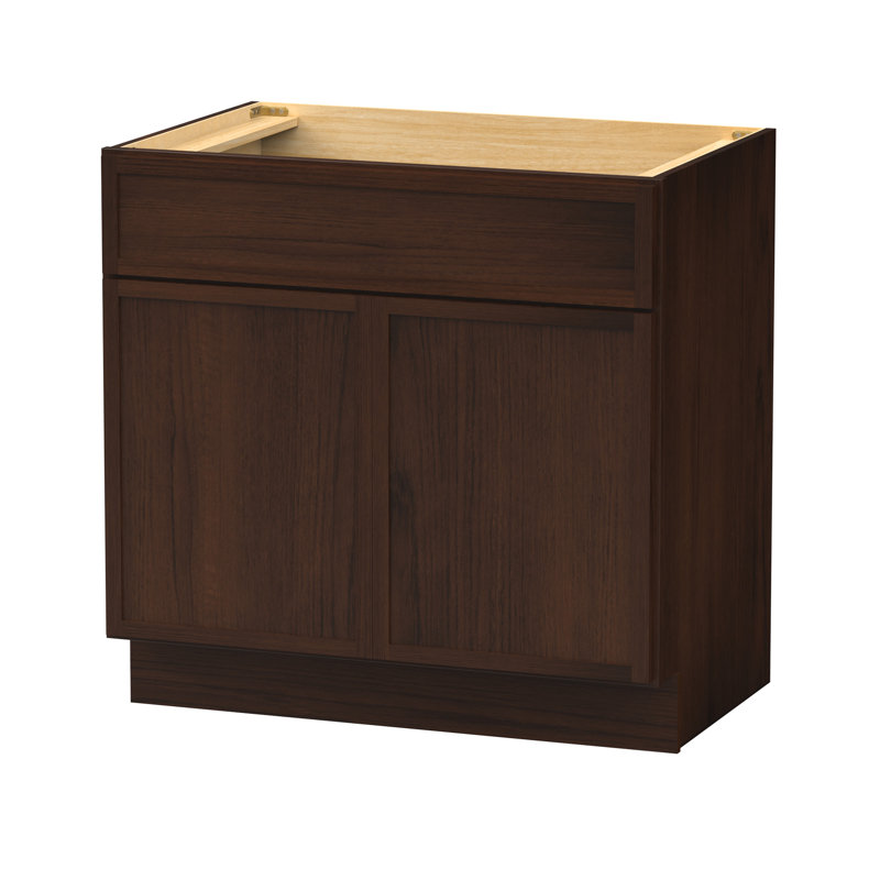 Armoire de salle de bain autoportante 30 po avec 2 portes, sans comptoir, prête à assembler, brun Colton, Brun