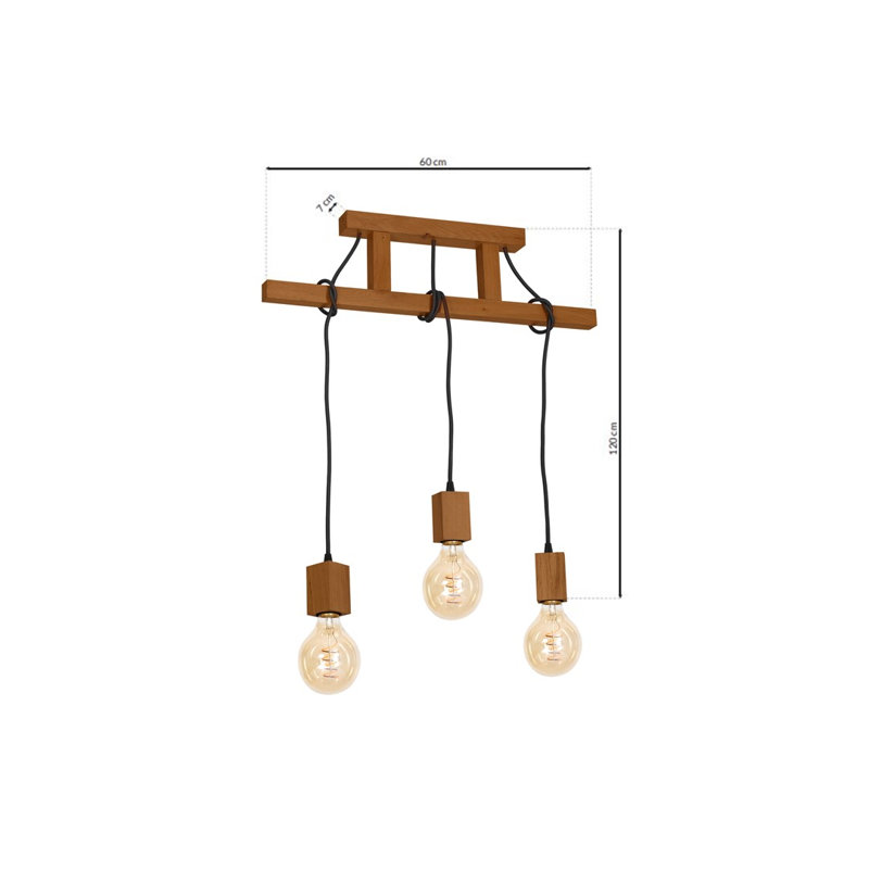 Skelmersdale 3 - Light Kitchen Island Pendant, Oak