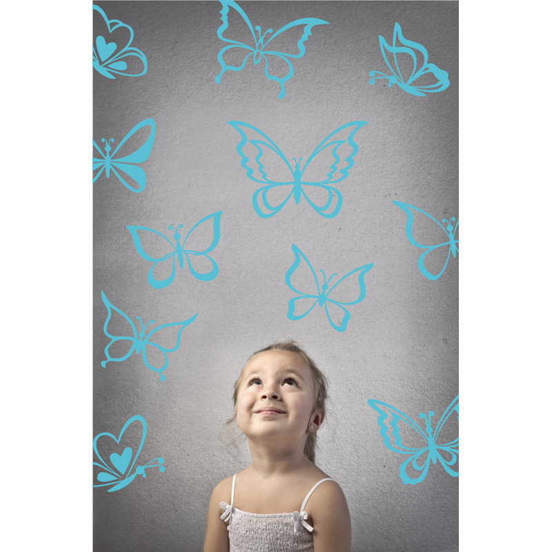 Adhésif décoratif papillon, Bleu geyser, H 55 po x l 58 po x P 0,01 po