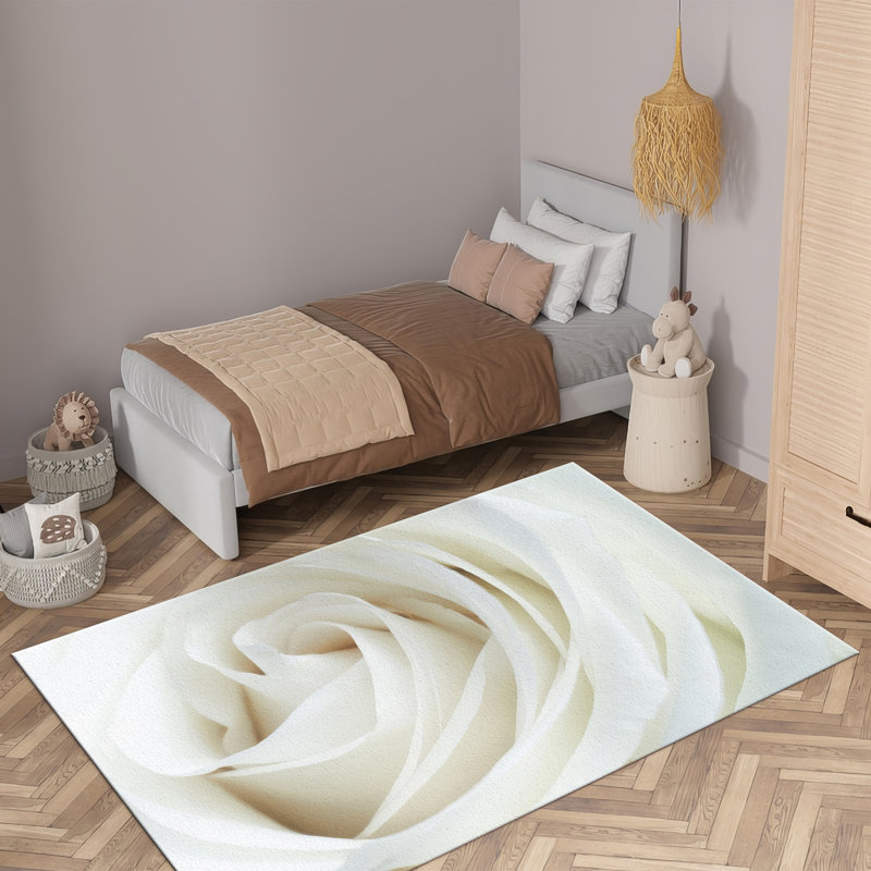 Soft Pile Printed Rug with Intricate Floral Design and Deep Borders Perfect for Adding a Touch of Elegance to Any Living Room or Bedroom Setting