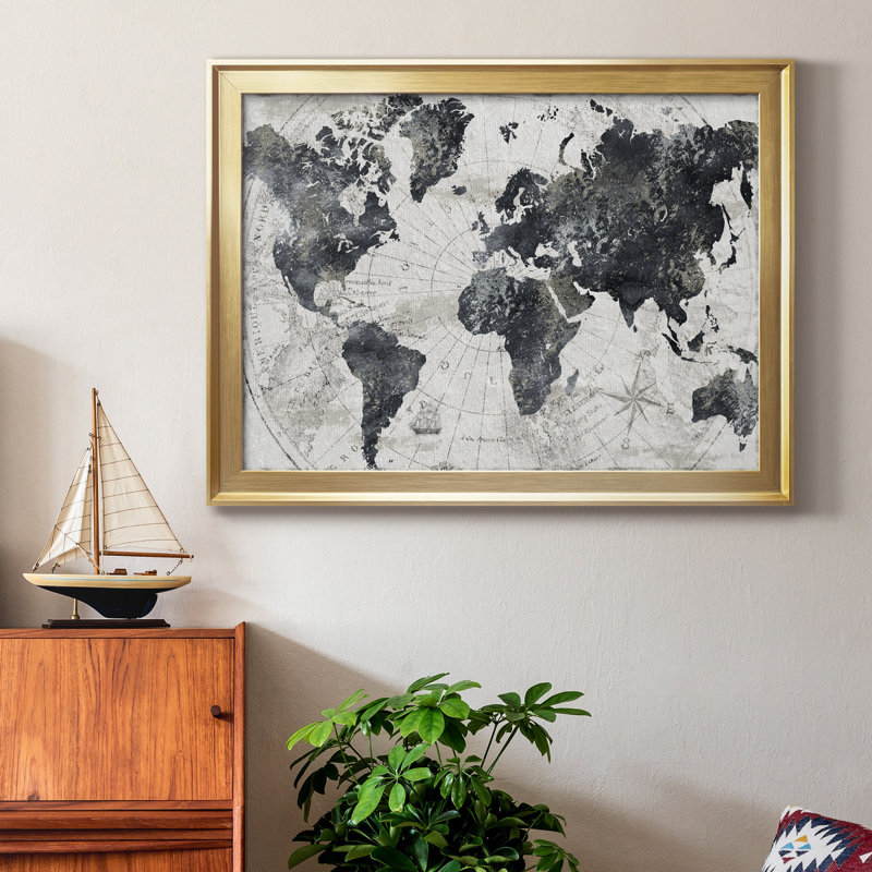 «Modern Atlas», cadre photo, impression sur toile, Or, H 22,5 po x l 30,5 po x P 1 po