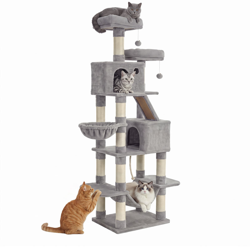 Arbre à chat multi-niveaux 80,6 po Timmins, Gris clair/beige