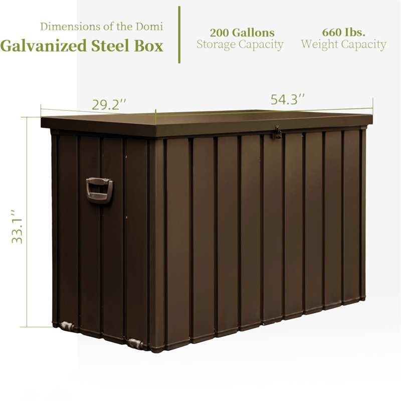 150 Gallon Outdoor Storage Deck Box Waterproof, 33.1" H x 54.3" W x 29.2" D, Dark Brown