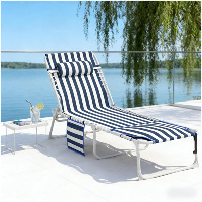 Chaise longue pliante, fauteuil de bronzage extérieur avec trou pour le visage et table d'appoint