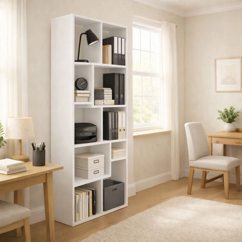 Bibliothèque asymétrique à 5 niveaux, Blanc