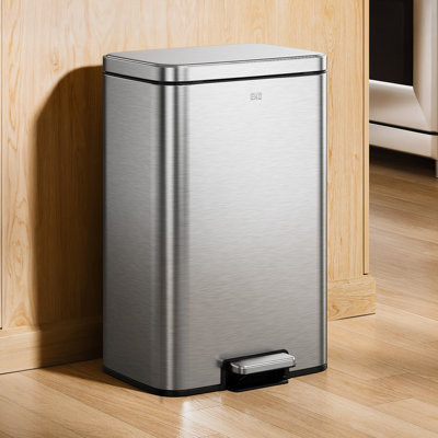 Poubelle à pédale double compartiment EKO Maxwell, finition acier inoxydable brossé 20L + 25L, résistante aux empreintes digitales